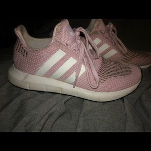 Light pink adidas tennis shoes